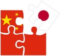 China - Japan : puzzle shapes with flags