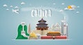 china Landmark Global Travel And Journey paper background. Vector Design Template.used for your advertisement, book, banner, temp