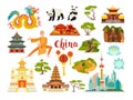 China landmarks vector icons collection