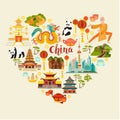 China landmarks vector icons set