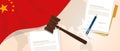 China law constitution legal judgment justice legislation trial concept using flag gavel paper and pen Royalty Free Stock Photo