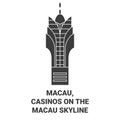 China, Macau, Casinos On The Macau Skyline travel landmark vector illustration