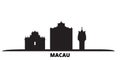 China, Macau city skyline isolated vector illustration. China, Macau travel black cityscape Royalty Free Stock Photo