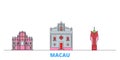 China, Macau line cityscape, flat vector. Travel city landmark, oultine illustration, line world icons