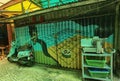 Macau Graffiti Macao Street Art Festival Character Arts Calligraphy Alley Spray Can Painting Folding Gate Illustration Drawings