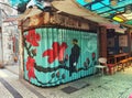 Macau Graffiti Macao Street Art Festival Character Arts Calligraphy Alley Spray Can Painting Folding Gate Illustration Drawings