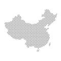 China map abstract schematic from black lines repeating pattern geometric background with rhombus and nodes from rhombuses. Vector