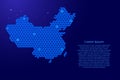 China map abstract schematic from blue triangles repeating pattern geometric background with nodes for banner, poster, greeting