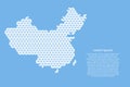 China map abstract schematic from white triangles repeating pattern geometric on light blue background with nodes for banner,