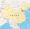 China, political map, provinces, and administrative divisions Royalty Free Stock Photo