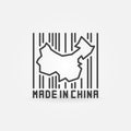 China map in barcode concept icon