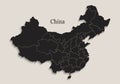 China map Black blackboard separate states individual