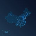 China map with cities. Royalty Free Stock Photo