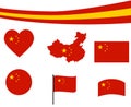 China Flag Map Ribbon And Heart Icons Vector Abstract National Royalty Free Stock Photo