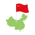 China map and flag. Chinese resource and land area. State patriotic sign