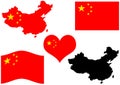 China map with flag and heart Royalty Free Stock Photo