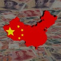 China map flag with yuan Royalty Free Stock Photo