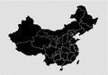 China map - High detailed Black map with counties/regions/states of china. Afghanistan map isolated on transparent background Royalty Free Stock Photo