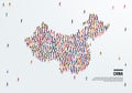 China Map. Large group of people form to create a shape of China Map. Royalty Free Stock Photo