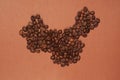 China map made of coffee beans