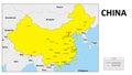 China Map. Major city map of China. Political map of China with country capital