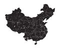 China map with province region and grunge dust particle element on map . High detailed . Simple flat silhouette design . White Royalty Free Stock Photo