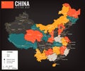 China map with provinces. All territories are selectable. Vector