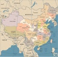 China Map - Vintage Vector Illustration Royalty Free Stock Photo