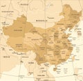 China Map - Vintage Vector Illustration Royalty Free Stock Photo