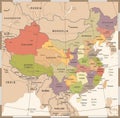 China Map - Vintage Vector Illustration Royalty Free Stock Photo