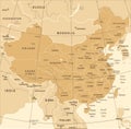China Map - Vintage Vector Illustration Royalty Free Stock Photo