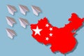 China mapand figure paper plane Royalty Free Stock Photo