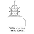 China, Nanjing, Jiming Temple travel landmark vector illustration
