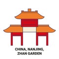 China, Nanjing, Zhan Garden travel landmark vector illustration
