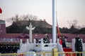 China national flag honor guards coming out for hoisting flg