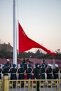 China national flag guards hoisting flg Royalty Free Stock Photo