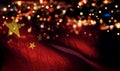 China National Flag Light Night Bokeh Abstract Background Royalty Free Stock Photo