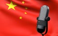 China flag with microphone 3d rendering image Royalty Free Stock Photo