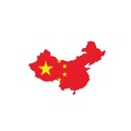China national flag in a shape of country map Royalty Free Stock Photo