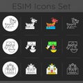 China national holidays dark theme icons set Royalty Free Stock Photo