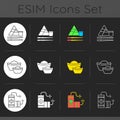 China national holidays dark theme icons set