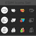 China national holidays dark theme icons set Royalty Free Stock Photo