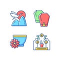 China national holidays RGB color icons set
