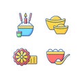 China national holidays RGB color icons set Royalty Free Stock Photo