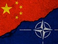 China and NATO relationship concept. Russian invasion, world crisis, war and confrontation background