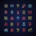 China neon light icons set Royalty Free Stock Photo