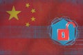 China network unprotected. Digital security concept.