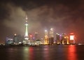 China. Night view of Shanghai. Pudong district