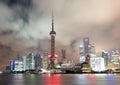 China. Night view of Shanghai. Pudong district