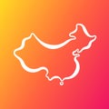 China - Outline Map on Gradient Background